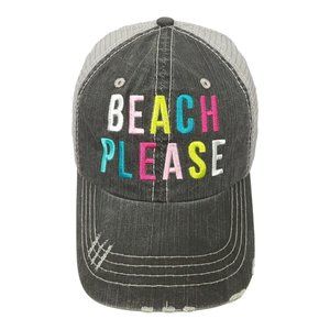 Katydid Beach Please Mesh Strapback Cap Trucker Baseball Embroidered Distressed